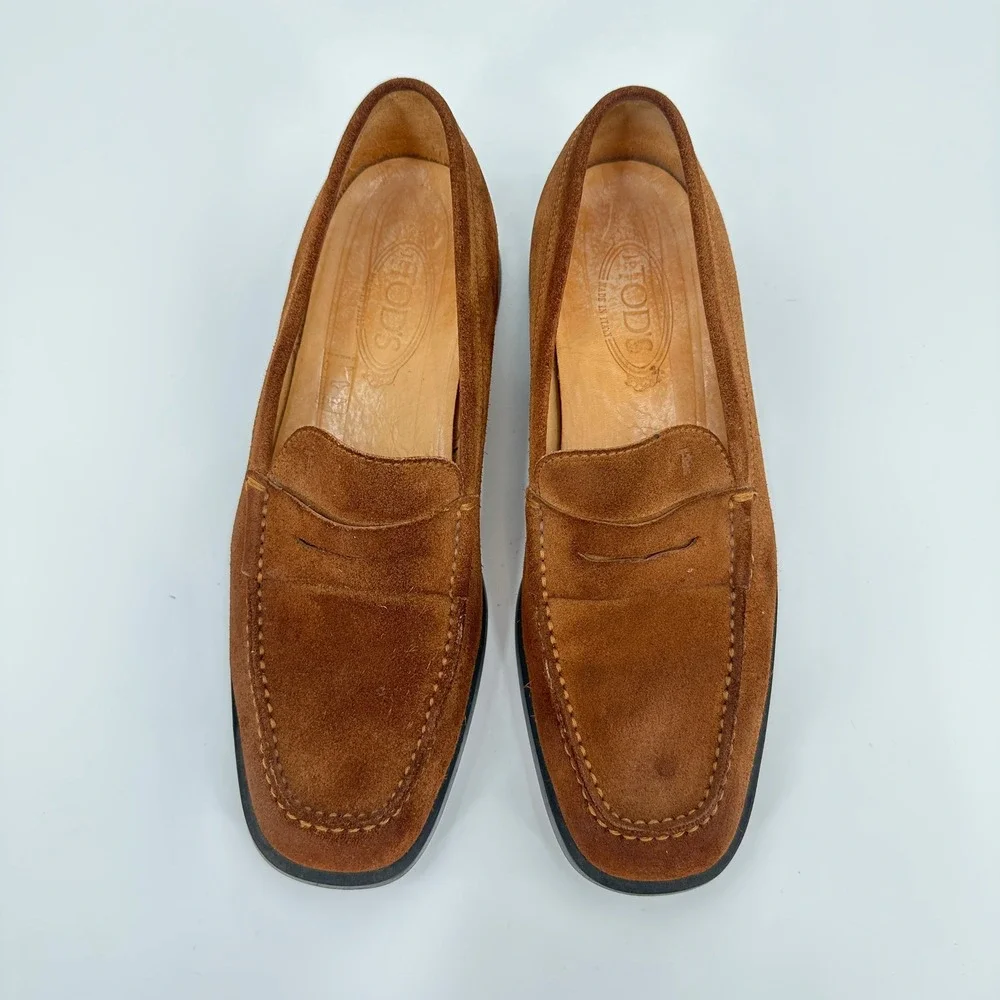 Tods‎ Mens Penny Loafers Brown Suede Leather Shoes Made in Italy Size 9